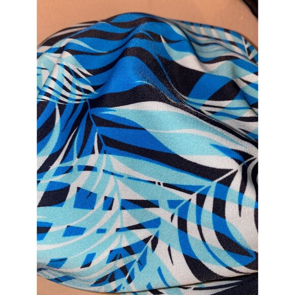 Time Tru Bandeau Bikini Top Small Blue Tropical Print Padded Adjustable Tie Back - Picture 3 of 5